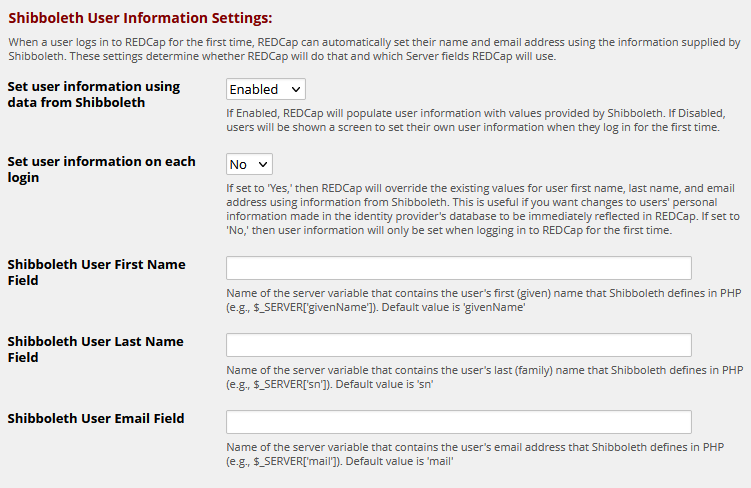 user information settings